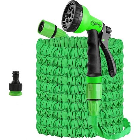 KZQ – Tuyau d'arrosage extensible 15m – Buse à 8 modes de pulvérisation – Noyau en latex 100% naturel – Résistant aux températures extrêmes
