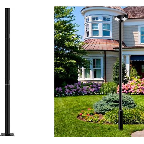 Staffa Palo Nera Per Lampione Stradale 3MT Supporto Metallo Faro Solare Giardino