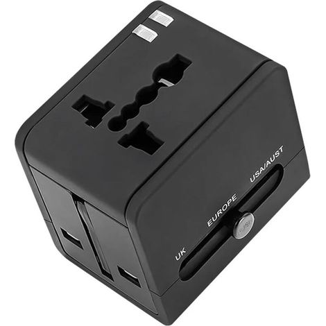 Adaptateur Prise Universelle,Adaptateur Universel de Voyage,Adaptateur Prise France vers USA Canada Australie Japon Adaptateur de Voyage avec 2 USB,Adaptateur Voyage adapté aux 150+ Pays (1/4)