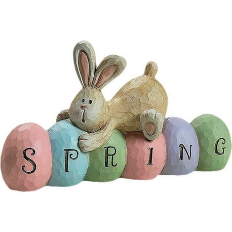 Statue Lapin De Pâques - Décoration De Table En Résine - Centre De Table Printemps Fête Familiale - Lot De 1 (1/2)