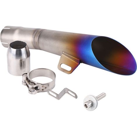 Embout de pot d'échappement universel en acier inoxydable pour motocross, demi-bleu-Crezuo