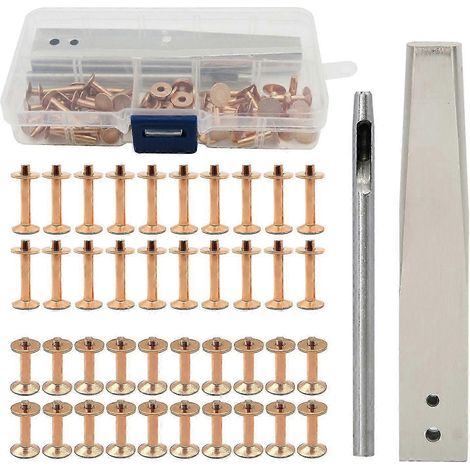 Ce kit de rivets en cuivre comprend un outil de pose de rivets, des rivets antirouille, des outils pour le travail du cuir (DIY), et est compatible avec les vêtements, sacs, ceintures, etc. (Type C, q (1/5)