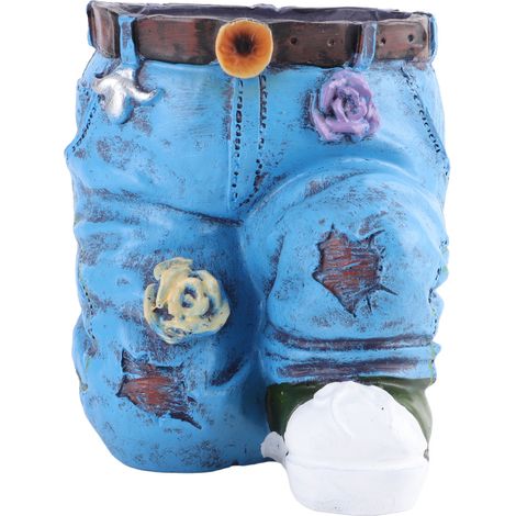 Dekorativer Blumentopf aus Kunstharz in Form einer trendigen Hose, ideal für Zuhause, Garten, Balkon oder Büro.