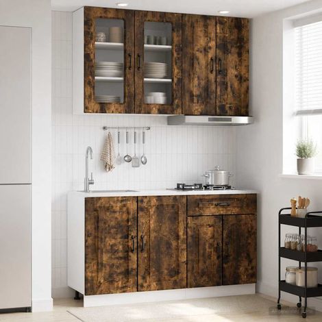 vidaXL Unité de cuisine KALMAR 4 pcs Chêne fumé Bois d'ingénierie (1/5)