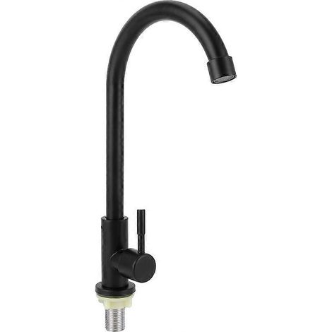 Robinet G1/2 pivotant à 90 degrés, eau froide, noir mat, pour évier de cuisine. (1/5)