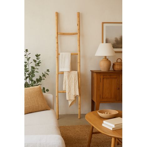 Porte-serviettes échelle en bois moderne salle de bain au sol mur décoratif Porte-serviettes échelle sur pied Porte-objet vase