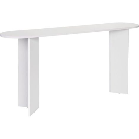 Console ovale effet bois blanc 150 cm - Malva (1/5)