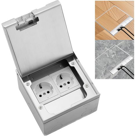 Kit de prise de sol encastrée étanche 250V 16A en acier inoxydable avec deux prises EU (1/5)