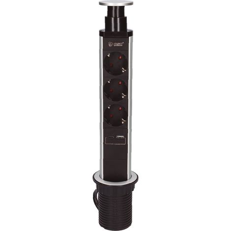 3T Unterputz-Steckdosenleiste + 1 USB A + 1 USB Typ C (3x1,5mm) 1,4M