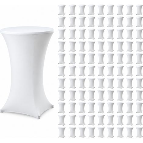 100x Stehtischhusse Stretch weiß Ø 80 cm Tischhusse (1/5)