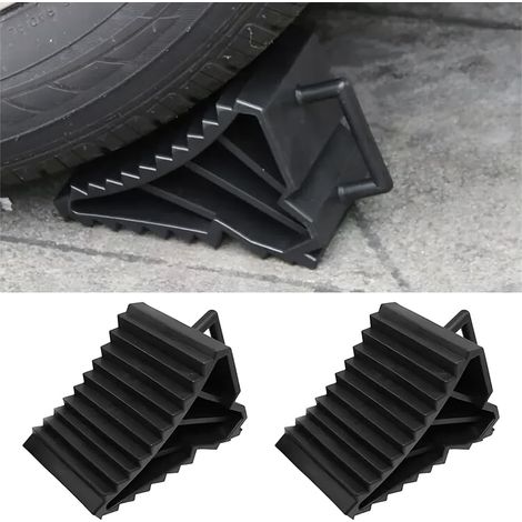 Cunei per ruote di rimorchi in 2 pezzi, cunei per freni di auto, cunei per ruote in plastica con maniglia per auto, rimorchio, roulotte, camper