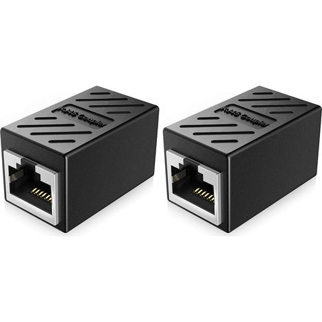 2Pcs RJ45 Coupler Extender, Ethernet Extension Cable Adapter, 8P8C Network Coupler Connector, Ethernet Cable Extender Adapter Female to Female (1/5)