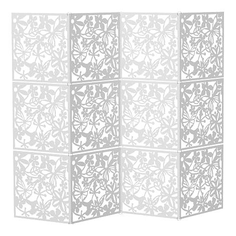 12 pièces Écrans séparateurs de pièce creux Panneaux suspendus Rideaux Cloisons DIY Art, Paravents Cloisons en PVC suspendus pour décoration intérieure salon salle à manger chambre, 40 x 40 cm, blanc (1/5)