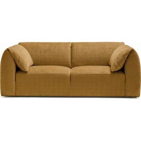 Canapé 3 places accoudoirs relevables avec tablette en tissu chenille - Bronze - Logan (1/5)