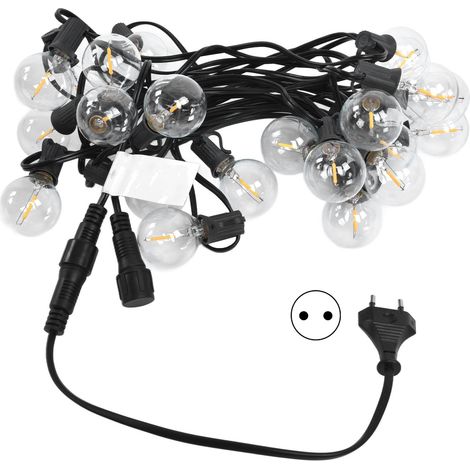 Guirlande lumineuse G40 25 LED 25ft étanche avec ampoules en verre, décoration extérieur jardin pelouse fête, prise EU 220V (1/5)