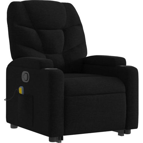 Poltrona relax TV funzione massaggio reclinabile sollevamento elettrico in tessuto nero DEC027054