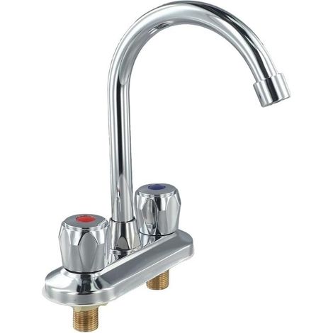 Mitigeur pour vasque, 220 mm, laiton/zinc, eau chaude/froide (1/5)