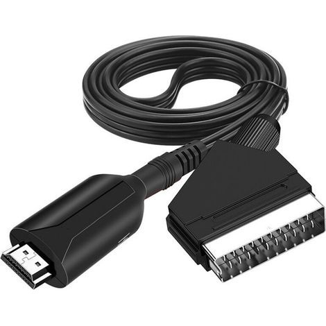 1PC Convertisseur vidéo hdmi vers péritel hdmi vers péritel tête de balai boîtier de conversion audio et vidéo câble adaptateur 1 m (1/4)