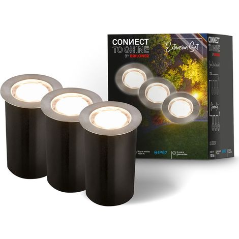 CONNECT TO SHINE Kit d'extension Tilia avec 3 spots LED encastrables au sol, IP67