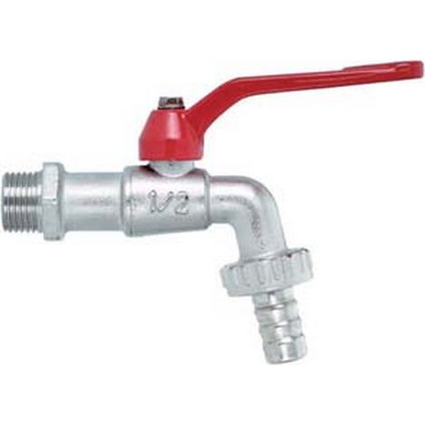12PZ RUBINETTO A SFERA CON MANIGLIA A LEVA M 3/4" con portagomma F 1" in ottone nichelato dotato di rompigetto portagomma adatto per impianti di erogazione acqua e liquidi non aggressivi in particolar