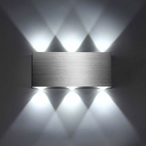 Applique Murale LED 18W Applique Murale Intérieure Moderne Carré Up Down Aluminium Éclairage Décoration Lumière pour Chambre Bureau Chevet Couloir Salon Hôtel Bar Blanc Froid [Classe énergétique A++] (1/5)