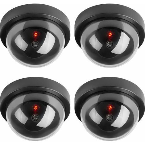 Caméras factices, Fausse de Sécurité Caméra Dôme CCTV avec LED Clignotant Lumière pour Les Entreprises Magasins Accueil, Usage Intérieur Extérieur (4 Pack) (1/4)