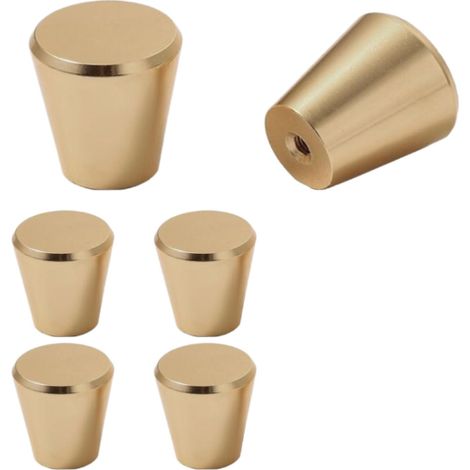Sollbry 6 Boutons de Tiroir Doré, Moderne Poignée Meubles Ronde, Or Boutons d Armoire Métal, Petits Boutons de Porte pour Placards, Armoires, Commodes, Penderies, Décoration, 20x23mm (1/5)