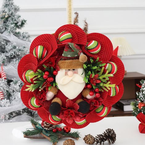 Guirlande De Noël - Cadre Flexible Avec Figurines Père Noël Et Bonhomme De Neige - Décoration Murale Pour Porte Ou Jardin - 45x35x6 cm - 1 Pièce (1/5)