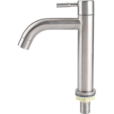 Robinet d'eau froide simple G1/2 en acier inoxydable brossé avec grand lavabo à un seul trou (1/4)