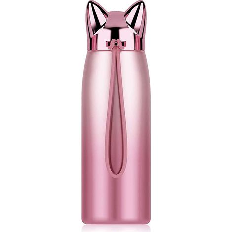 Isolierte Flasche mit Katzenmotiv, niedliche Edelstahl-Thermoskanne für Kinder und Mädchen, auslaufsicher und vakuumisoliert, ideal für Reisen.