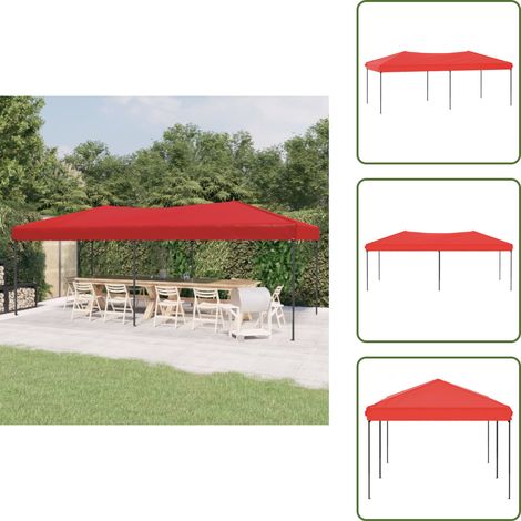 Tente de réception pliable Rouge 3x6 m - Tente De Réception Pliablle - Abri Extérieur - Parasol - Chapiteau Pliable - Fête De Jardin (1/5)