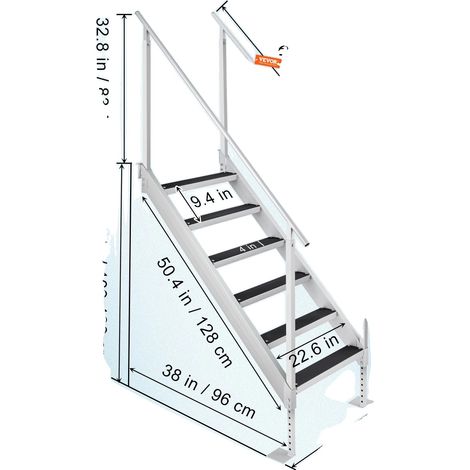 Échelle de quai, Hauteur réglable, Design antidérapant, 6 Étapes (1/2)
