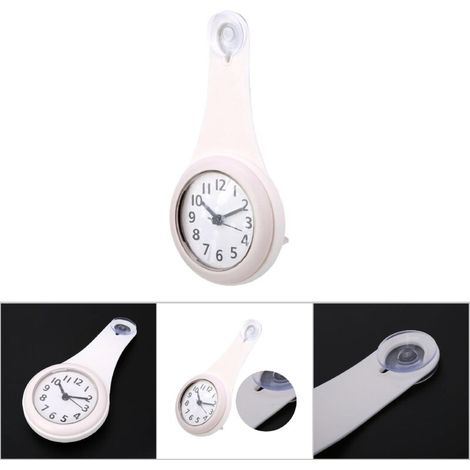 Elegante, wasserdichte Wanduhr für Bad und Küche – Moderne Wohndekoration (Weiß)