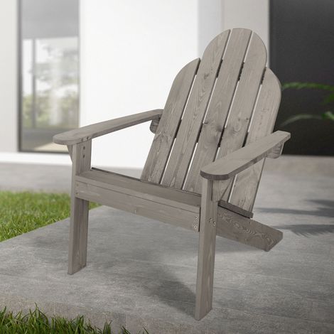 ECD Germany Silla de Jardín Adirondack de Madera Maciza Abeto 92,5x70x89 cm Gris Asiento de Parque Con Reposabrazos Resistente a la Intemperie Mecedora Robusta Decorativa para Terrazas y Balcón