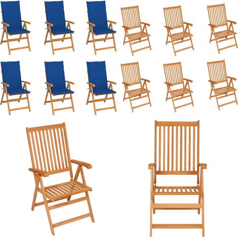 Chaises de jardin lot de 6 avec coussins bleu royal Bois teck - Chaise De Jardin - Mobilier De Jardin - Chaise En Bois - Fauteuil De Jardin - Terrasse - Home & Living (1/5)