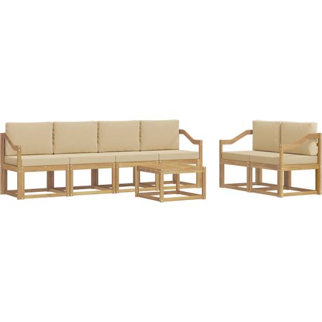 Set di divani da esterno 7 pz Bianco e Beige vidaXL (1/5)