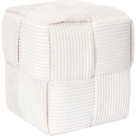 The Home Deco Factory – Pouf repose-pieds côtelé tressé beige – Design moderne – Confort optimal – Pour intérieur chaleureux