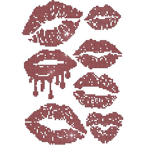 Écusson thermocollant strass motif lèvres bisou 11,7 x 8,3 pouces pour vêtements (1/5)
