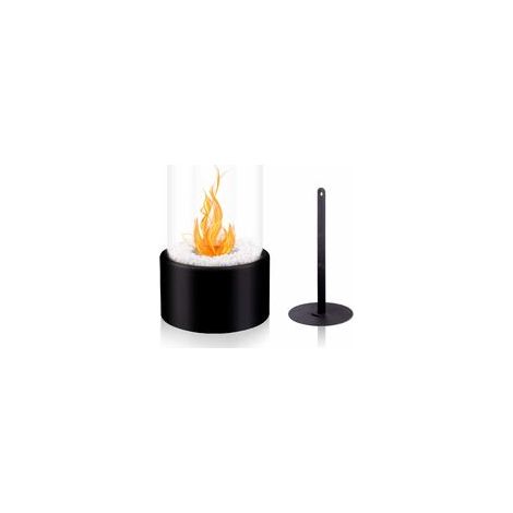 Cheminée bioéthanol de table 16.5 x 16.5 x 27.5 cm – Panneaux en verre trempé – Base en acier solide – Pour intérieur et extérieur