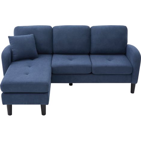 Canapé d'angle en L avec chaise longue 166 x 118 x 77 cm, canapé 3 places en tissu côtelé, pieds en plastique, design modulaire, idéal pour le salon, les appartements et les bureaux (1/5)