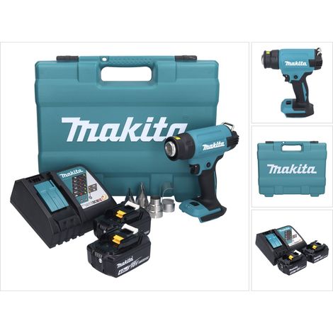 Makita DHG 181 RMK Pistolet air chaud sans fil 18 V 150 - 550C + 2x batterie rechargeable 4,0 Ah + chargeur + Coffret (1/5)