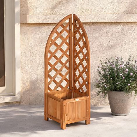 Jardinière en bois avec treillis d'angle pour plantes grimpantes (1/5)
