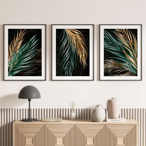 Lot de 3 Affiches / Posters Triptyque - Feuilles - 3 Affiches - 70x100 cm (Cadres non fournis) - Photo pleine page (1/5)
