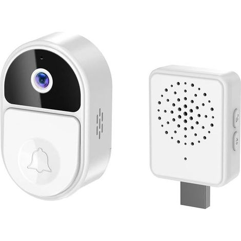 Sonnette-blanc vidéo intelligente 1080P Caméra WiFi Interphone vidéo bidirectionnel Sonnette de porte extérieure sans fil Smart LifeAPP Protection de (1/5)