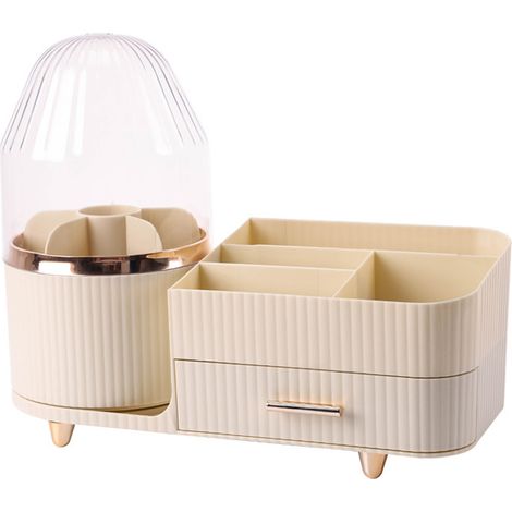 Organisateur de porte-pinceaux de maquillage rotatif avec tiroir, organisateurs de maquillage sur comptoir, grande organisation de maquillage, rangement de soins de la peau pour vanité, bureau, salle (1/5)