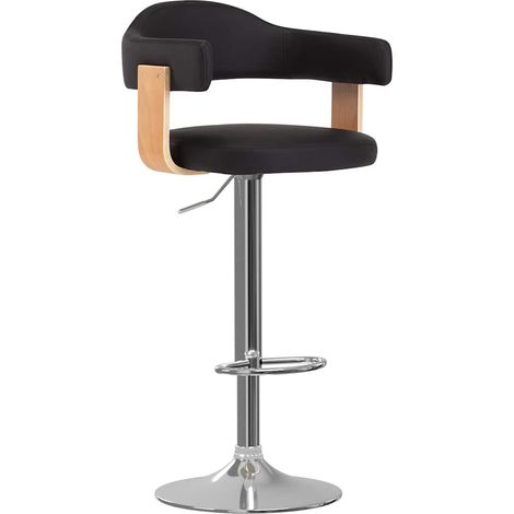 Maison Exclusive - Barhocker 2 Stk. Schwarz Bugholz und Kunstlede (1/5)