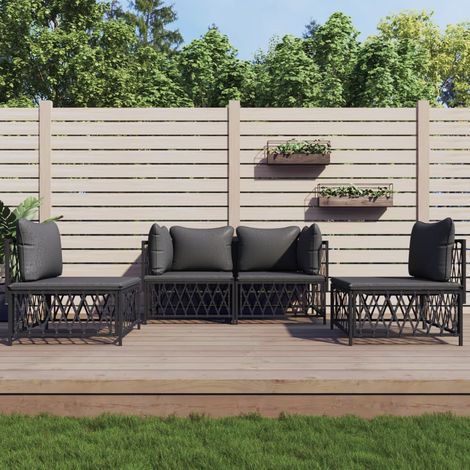 4 pcs Salon de jardin, Ensemble table et chaises de jardin, Meuble de jardin anthracite acier MKW745129 (1/5)