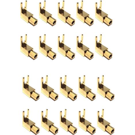 Connecteur à fourche coudé et borne de raccordement - Prise banane 4 mm - Connecteur à fourche pour haut-parleur, alimentation et amplificateur (lot de 20) (1/5)
