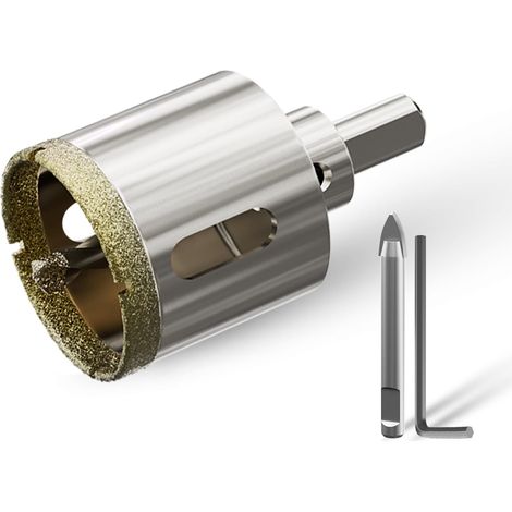 Lame de scie pour verre - 40 mm - Scie cloche avec 2 forets de centrage, couronne de forage pour verre, carrelage, céramique, marbre, calcaire (1/5)