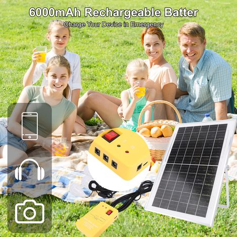 Kit de générateur de panneau d'énergie solaire avec câble de charge USB lampe de poche LED pour la maison / en plein air